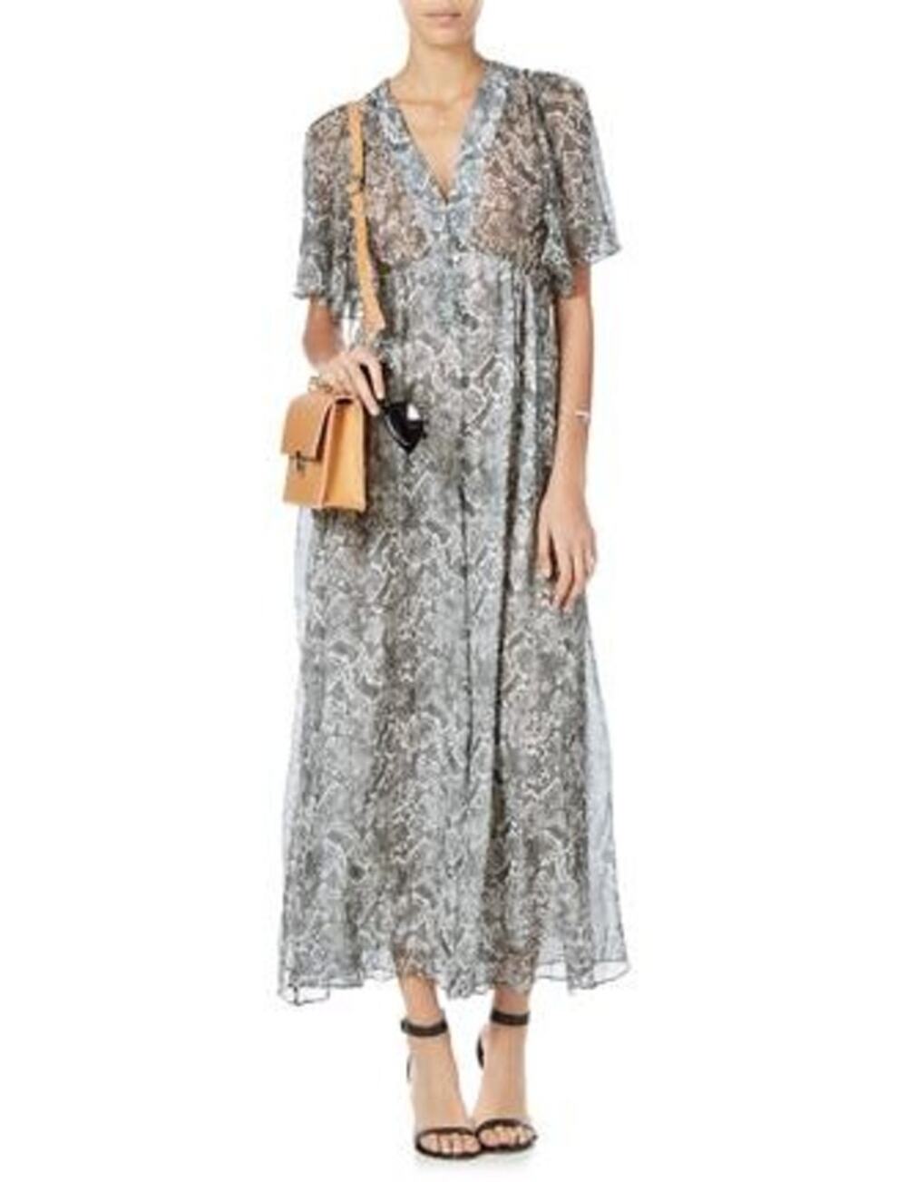 Zimmermann Phython Snake Sheer Silk Wide Leg Jumpsuit Womens 0
